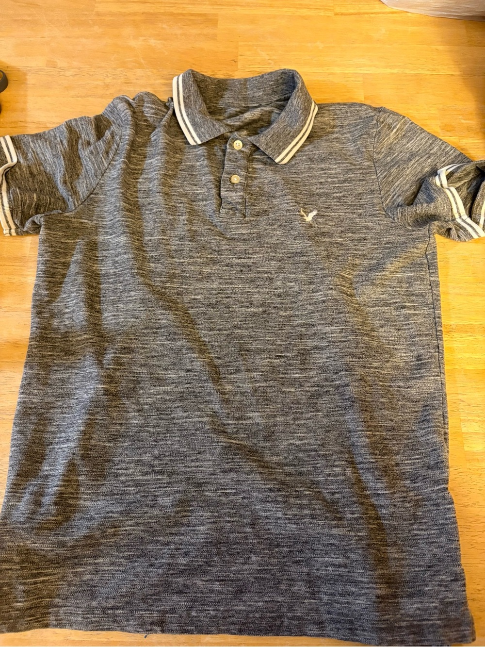 American Eagle Outfitters Gray Heather Polo with White Trim